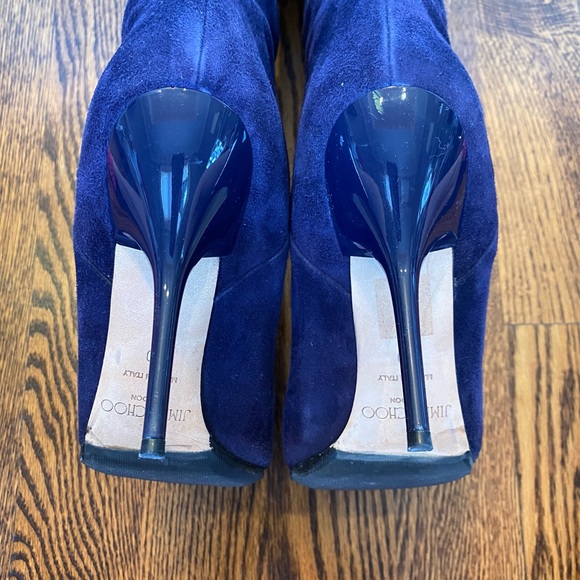 Jimmy Choo Blue Suede Knee-High Boots - Picture 6 of 7